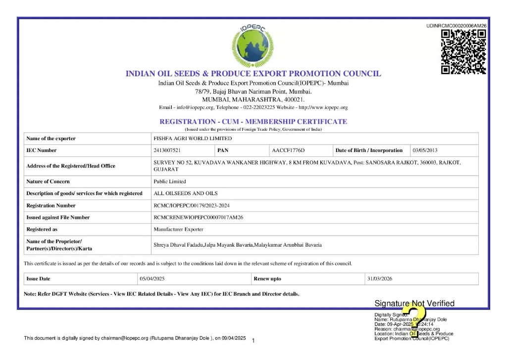 IOPEPC registration-cum-membership certificate